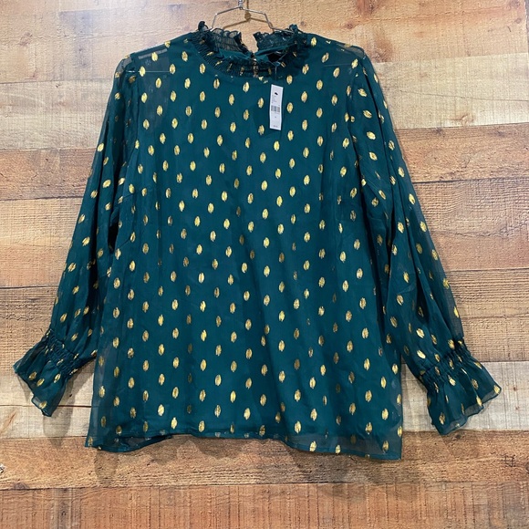 New With Tags Lane Bryant Green & Gold Blouse Size 20 - Picture 1 of 7